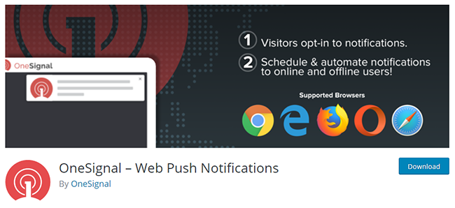 OneSignal web push notifications WordPress plugin