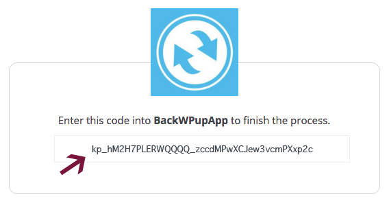 Authorization code to paste in BackWPup.