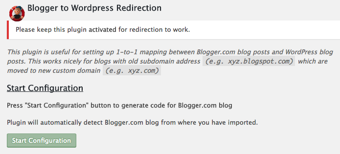 Configuring Blogger to WordPress Redirection.