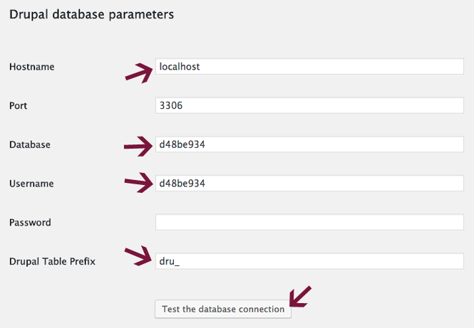 Drupal to WordPress database parameters
