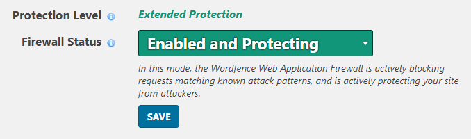 Extended protection in web application firewall settings.