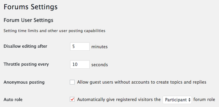 Forum user settings in bbPress