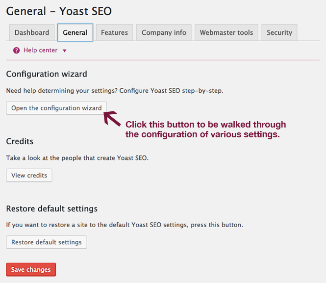 General settings in Yoast SEO plugin