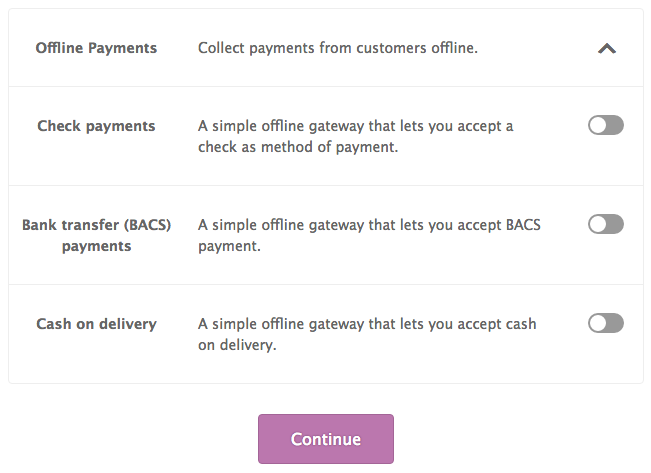 Offline payment options in WooCommerce.