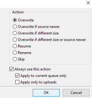 Overwrite in ftp