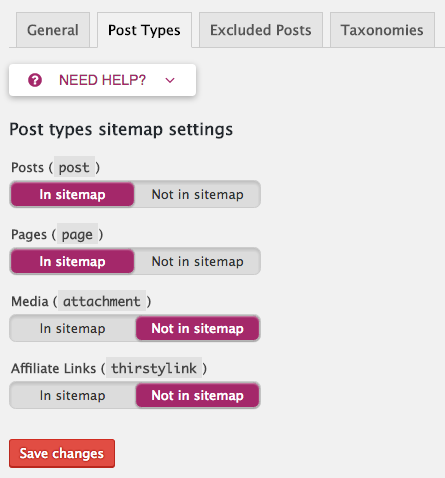 Post types to include in your XML sitemap.