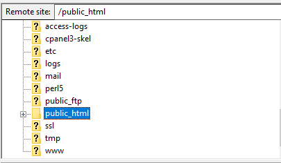 Public HTML folder in ftp