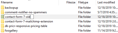 Renaming old plugin folder